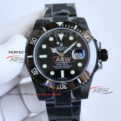 Swiss Replica Blaken Rolex Submariner All Black Venom Oyster Band 3135 Watch